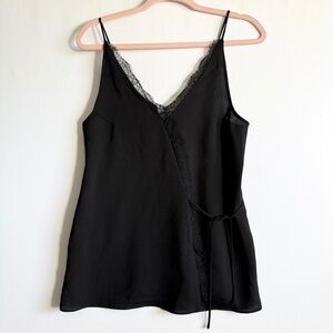 MNG Suit Black Lace Trim Wrap Cami Top Slip Style XS (S EU)